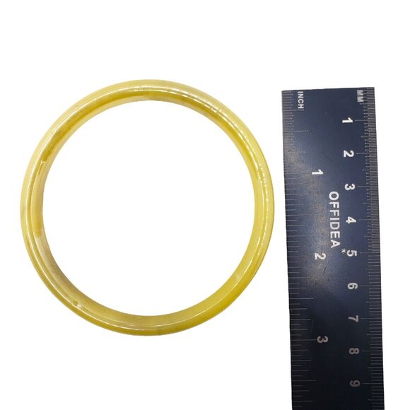 Vintage Iridescent Yellow Glass Bangle Bracelet Stackable Colorful - Picture 6 of 7